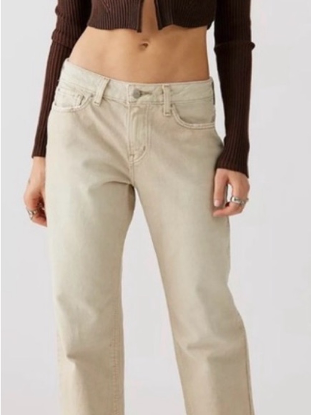 BDG Straight Leg Jeans in Light Beige